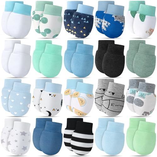 ONESING 6-20 Pairs Baby Mittens Baby Gloves No Scratch 0-6 Months Baby Essentials Mittens for Newborn Baby Boys Girls