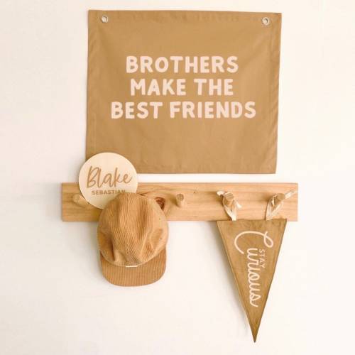 Brothers make the best friends kids wall banner | boys wall hanging ~ Camel