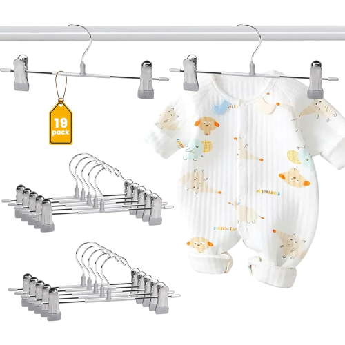 fhxbjoi 18 Pack Baby Hangers Toddler Hanger with Clips Non Slip Space Saving Kids Hangers for Closet Organization Baby Essentials Closest Organizer with 360° Swivel Hook