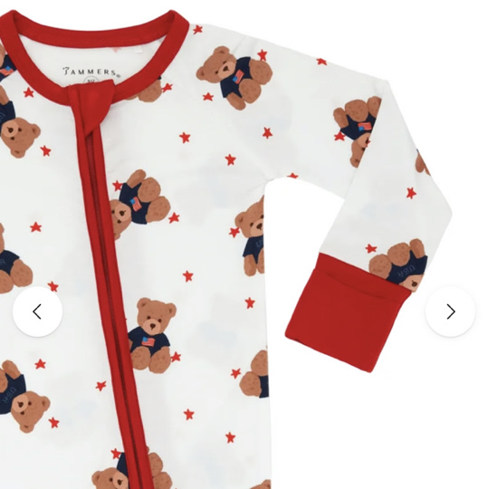 Star Spangled Teddy Bamboo Zipper Romper | 4th of July Baby Pajamas | In My Jammers