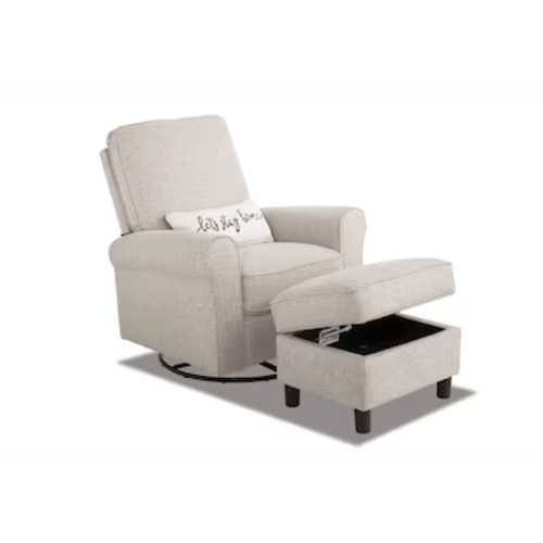 Cottage Chic Beige Swivel Glider & Ottoman