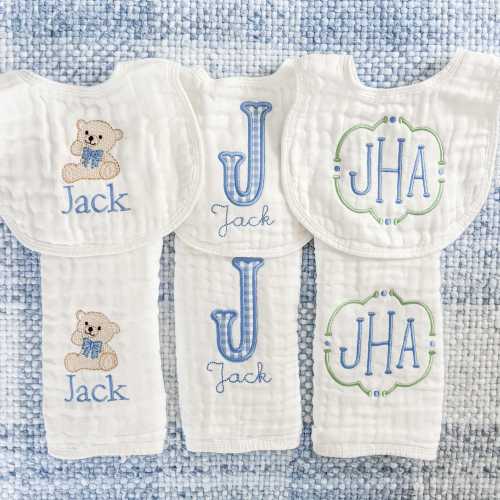 Set of 3 Monogram Bibs
