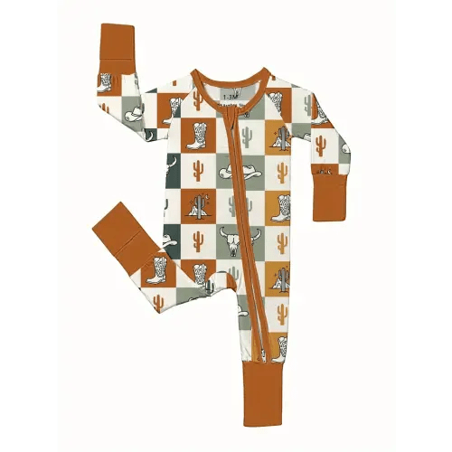 baby's cartoon western cowboy print bamboo fiber long sleeve - Temu