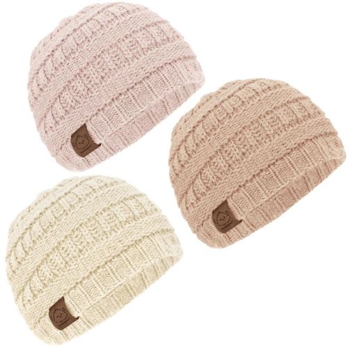 KeaBabies 3pk Warmzy Baby Beanies, 0-36 months Baby Hats, Baby Winter Hat for Newborn, Infant, Toddlers, Boys, Girls (Sweet Pea, S)
