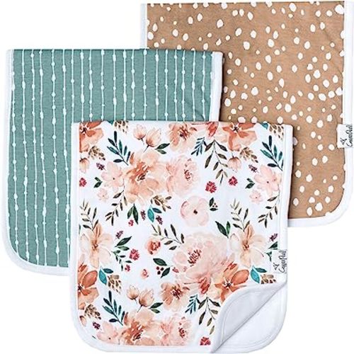 Copper Pearl Baby Burp Cloth Small 21''x10'' Size Premium Absorbent Triple Layer 3-Pack Gift Set 'Autumn'