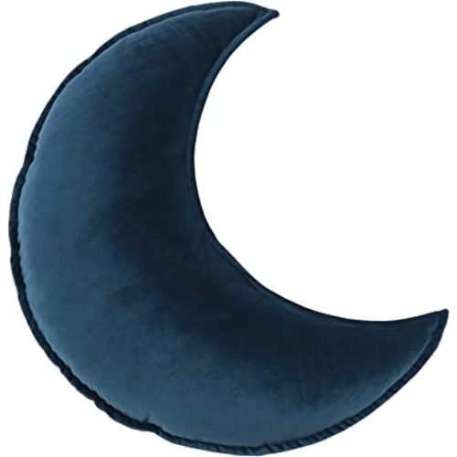 Star Moon Shaped Pillow Soft Velvet Nursery Stuffed Throw Pillows for Kids Room Couch Reading Nook Decor (Moon, Teal)