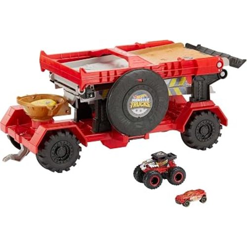 Hot Wheels Monster Truck Downhill Race & Go Track Set, Includes Hot Wheels Monster Truck and Car, Toys for Boys Age 4 to 8