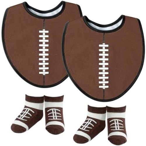 6Pcs Sport Cotton Baby Bib Unisex Baby Sport Bibs with Stock Hook Loop Closure Keepsake Gift for Newborn Infant Feeding