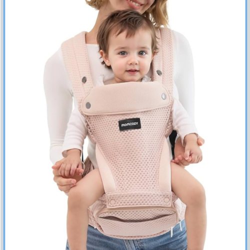 Momcozy Baby Carrier with Hip Seat, 2-in-1 Forward-Facing Carry for Active Babies, Detachable Hands-Free Carrier up to 44lbs, Breathable Infant Carrier Fits Waist Sizes up to 45 Inches, AirMesh Pink