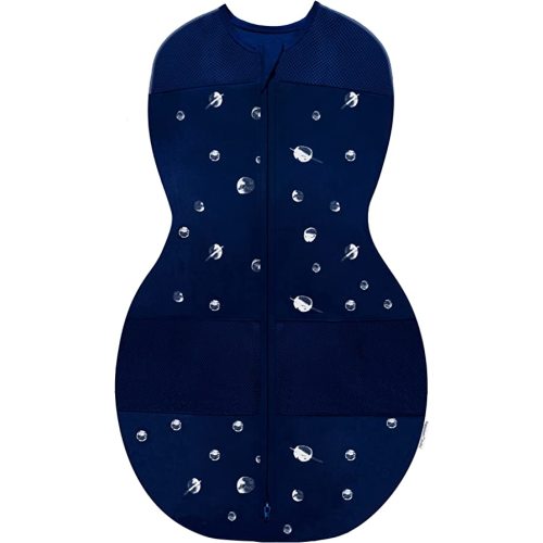 Happiest Baby Sleepea 5-Second Swaddle - 100% Organic Cotton Baby Swaddle Blanket - Doctor Designed Promotes Healthy Hip Development (Midnight Planets, Small)
