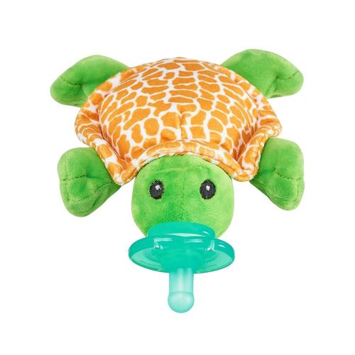 Nookums Paci-Plushies Shakies - Pacifier Holder with Built in Rattle (2 in 1)- Adapts to Name Brand Pacifiers, Suitable for All Ages, Plush Toy Includes Detachable Pacifier (Turtle)