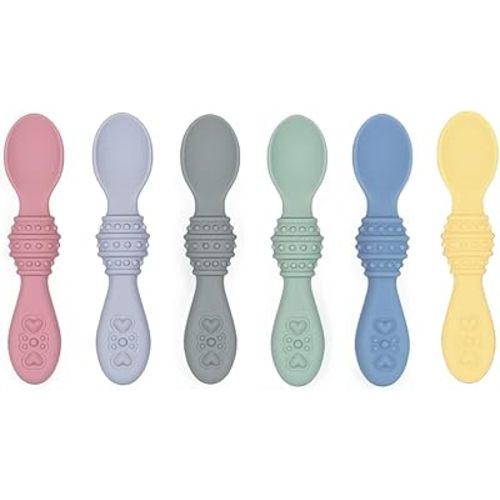 Elk and Friends Silicone Baby Spoons | First Stage Infant Toddler Spoon | Baby Led Weaning Stage | Dishwasher Safe