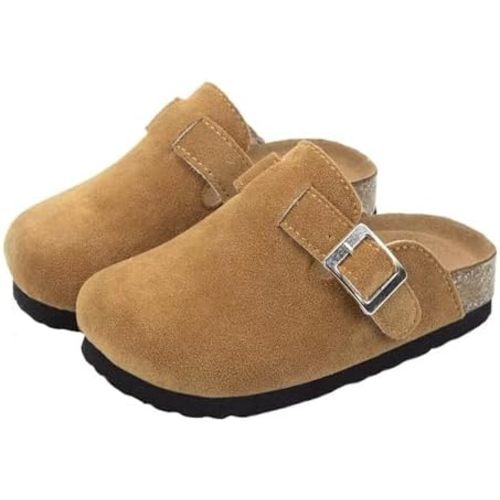 Kids Clogs for Girls Boys Cute Slip-on Slippers Classic Suede Cork Footbed Sandals Potato Shoes