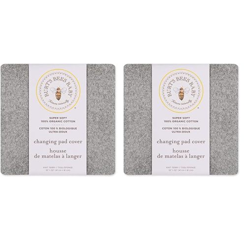 Burt's Bees Baby - Changing Pad Cover, 100% Organic Cotton Changing Pad Liner for Standard 16" x 32" Baby Changing Mats (Pack of 2)