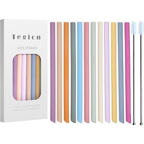 Mini Short Pinch Test Passed 5.5" Replacement Reusable Toddlers& Kids&Baby Silicone Small Straws for The First Years Take & Toss Spill Proof Straw Cup-Safe Fun for Baby Teething Chewing