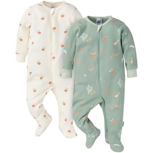 Gerber Unisex Baby 2-pack 2-way Zip Thermal Footed Sleep 'N Play