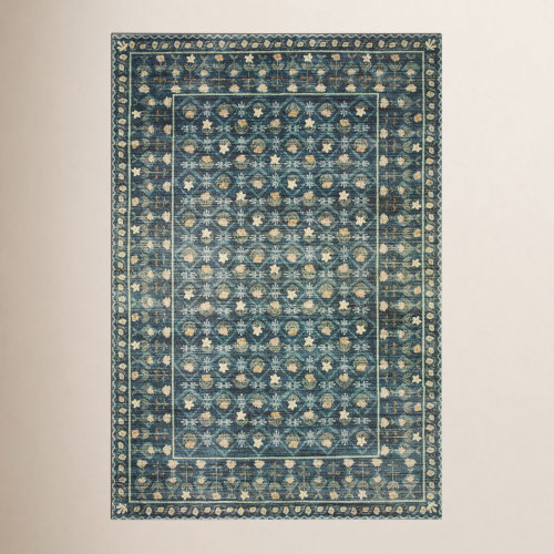 Rifle Paper Co. x Loloi Eden EDE-03 Lattice Indigo Rug feat. CloudPile