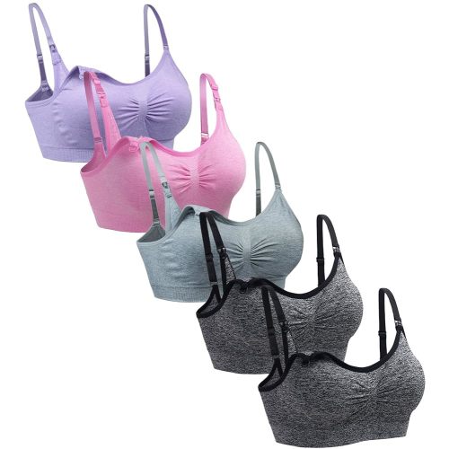 Suekaphin 5PACK Nursing Bra Wireless Bra Women's Sleeping Maternity Bra Breastfeeding Bra
