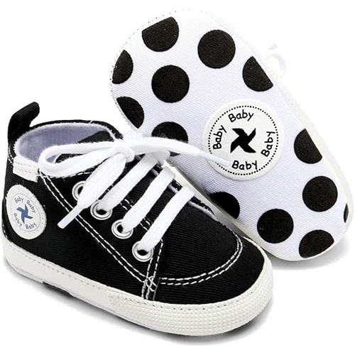 Baby Girls Boys Shoes Soft Anti-Slip Sole Newborn First Walkers High Top Canvas Denim Unisex Infant Sneaker