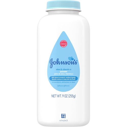 Johnson's Baby Cornstarch Baby Powder, Aloe & Vitamin E for Delicate Skin, Hypoallergenic, No added Parabens, & Dyes, Silky for Gentle Baby Skin Care, Baby Essentials, 9 oz