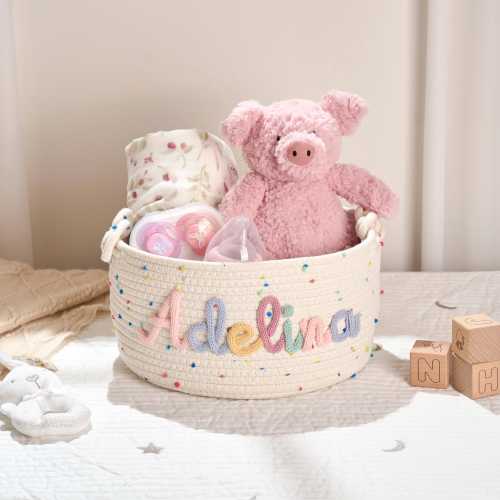 Handmade Candy Basket • Laundry basket • Newborn Gift • Baby Shower Gifts • Toy Basket • Baby Name Gift • Home Storage