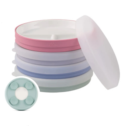 7.8"/20cm Porcelain Divided Plates Suction Sleeve + Lids