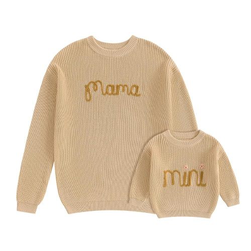 Mommy and Me Matching Outfits Mama and Mini Long Sleeve Crewneck Sweater Pullover Tops Mother Baby Matching Clothes