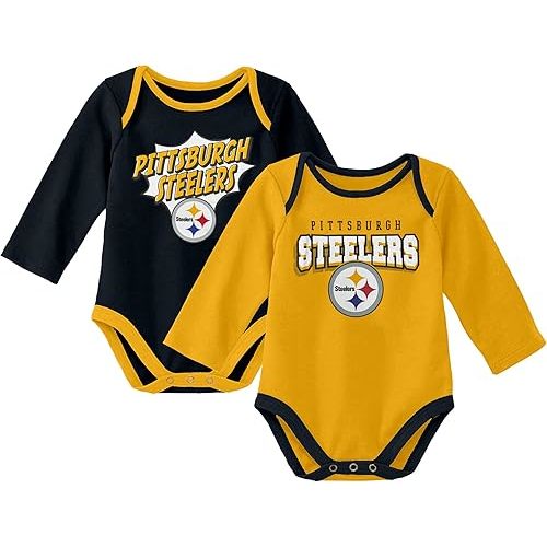 NFL Officially Licensed Newborn Infants 0-18m Sunday Star 2 Pack Snap Closure Cotton Creeper Bodysuit Romper Set