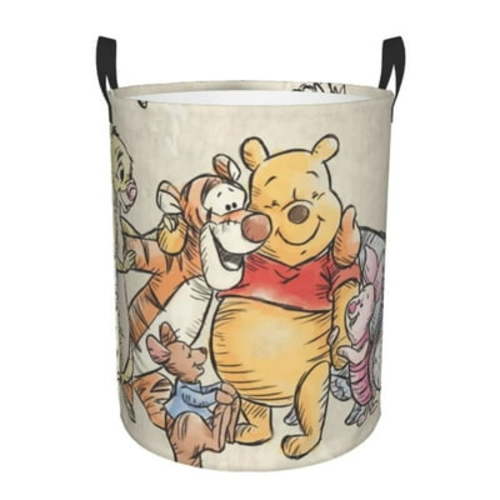 Circular Hamper with Handles, Winnie The Pooh Laundry Basket Dirty Clothes Storage Basket For Home Bathroom Medium