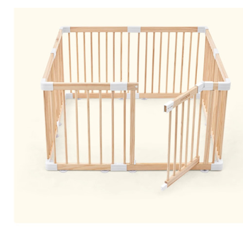 HARPPA Wooden Baby Gate Playpen | Non-Toxic Foldable DIY Adjustable Play Yard for Infants & Toddlers – Natural Finish Baby Fence for Small & Large Spaces