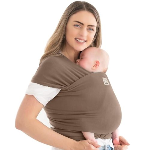 KeaBabies Baby Wrap Carrier - All in 1 Original Breathable Baby Sling, Lightweight,Hands Free Baby Carrier Sling, Baby Carrier Wrap, Baby Carriers for Newborn, Infant,Baby Wraps Carrier (Saddle Brown) - One Size (Pack of 1)