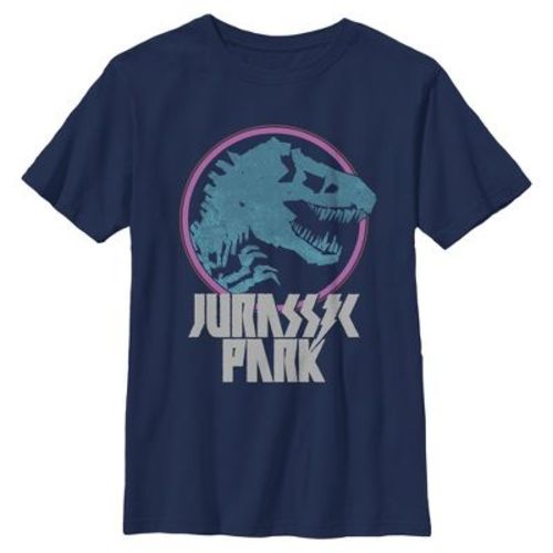Boys Jurassic World Neon Pop Fossil T Shirt - Navy Blue - Large