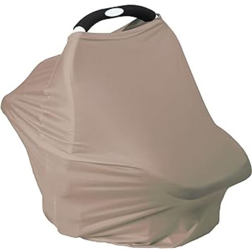 Breathable Car Seat Cover for Babies – Multi-Purpose Soft Rayon Nursing Cover for Breastfeeding, High Stretchy Infant Carseat Canopy, Stroller Cover (Smooth Rayon, Mocha Natural)
