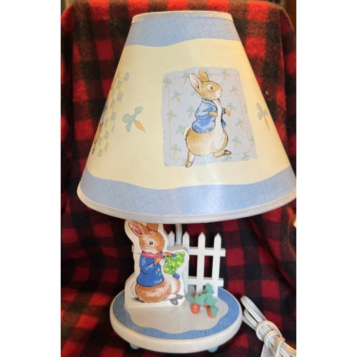 Beatrix Potter PETER RABBIT Nursery Lamp with Shade -Tested - 12” high w/o shade