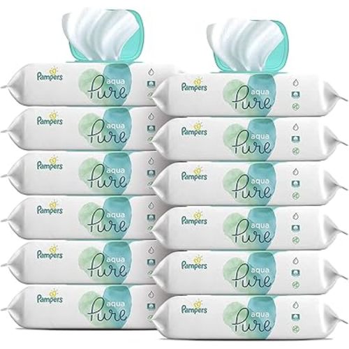 Baby Wipes, Pampers Aqua Pure Sensitive Water Baby Diaper Wipes, Hypoallergenic and Unscented, 12x Pop-Top Packs, 672 Count