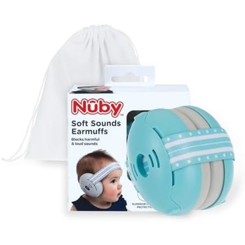 Nuby Soft Sounds - Adjustable Baby Earmuffs for Protection Against Loud Noises