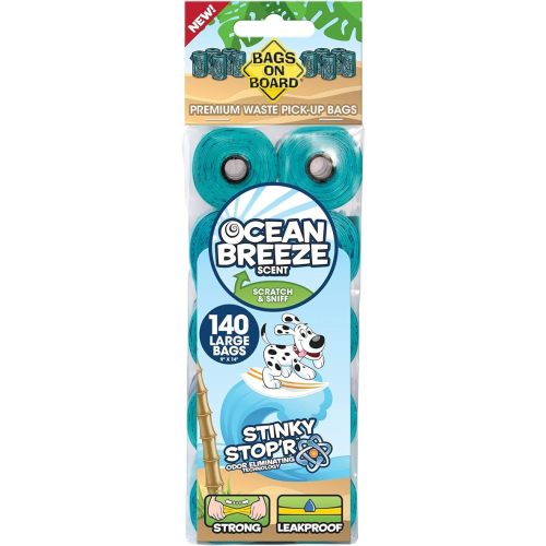 Odor Control Dog Poop Bags | Ocean Breeze Scent | 9 x14 Inches, 140 Waste Pickup Bags (3203940043)
