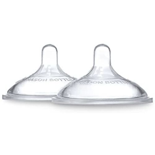 Mason Bottle Silicone Nipples, Slow Flow for 0-3 Months.