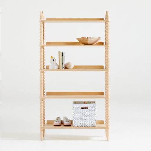 Jenny Lind Maple Wood Spindle 5-Shelf Bookcase