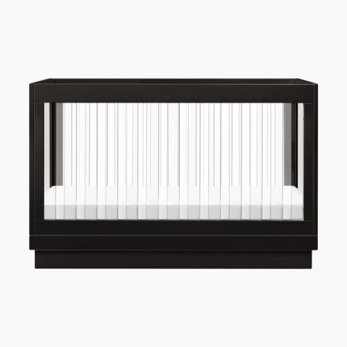 Harlow Acrylic 3-in-1 Convertible Crib with Toddler Bed Conversion Kit - Black With Black Base And Acrylic Slats