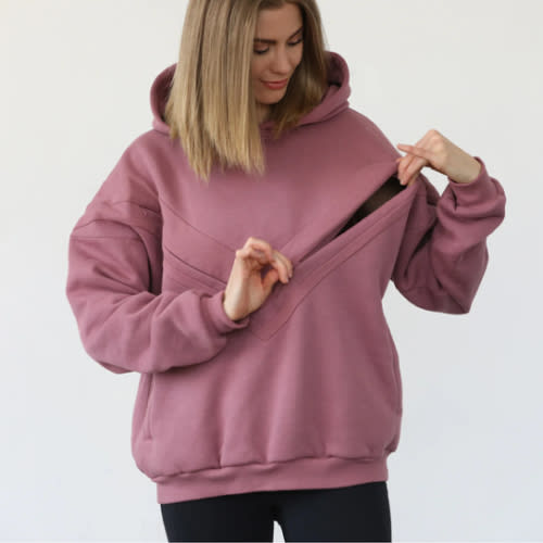 Isabella Ultra Soft Oversized Nursing & Pregnancy Hoodie (Mauve Smoke) – Sweat and Milk LLC