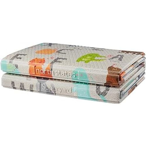 Toddleroo by North States 71" x 71" Foldable ABC Padded Play Mat. Extra Large Foam Baby Play Mats for Floor, Waterproof Tummy Time Mat for Indoor & Outdoor Use