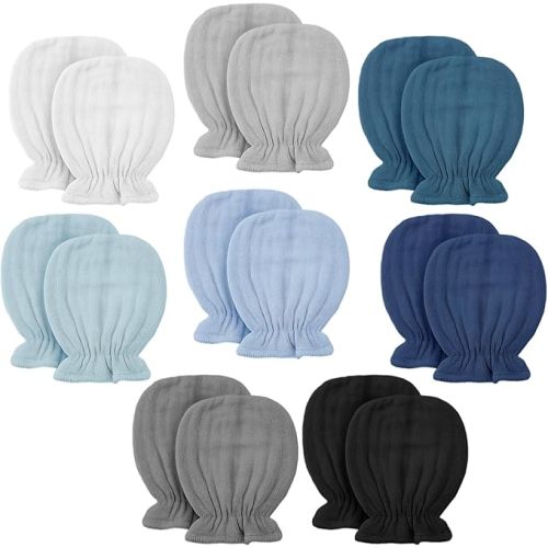 Newborn Baby Muslin Mittens 0-6 Months No Scratch Elastic Wrist Soft Breathable Gloves Bulk Cotton for Infant