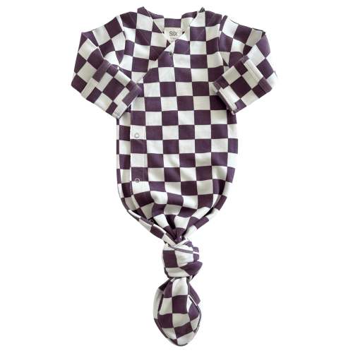 Berry Cheesecake Checkerboard / Organic Kimono Knot Gown