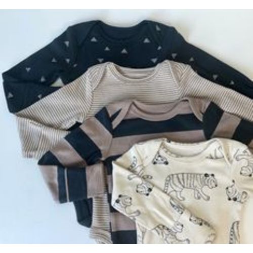 Carter’s 4 Piece Long Sleeve Variety Bodysuits with fold-over cuffs - Newborn