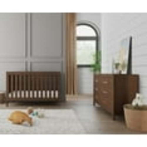 Child Craft Kieran Crib and Dresser Nursery Set, 2-Piece, Includes 3-in-1 Convertible Crib and 3-Drawer Dresser, Grows with Your Baby (Toasted Chestnut)