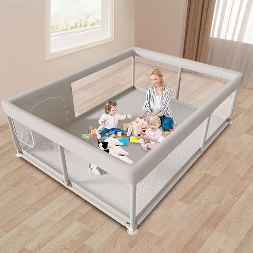 Hiaksedt Large Baby Playpen 65x50 Inch, PlayPen for Babies and Toddlers, Sturdy Safety Play Yard for Indoor & Outdoor with Zipper Gates, Anti-Fall