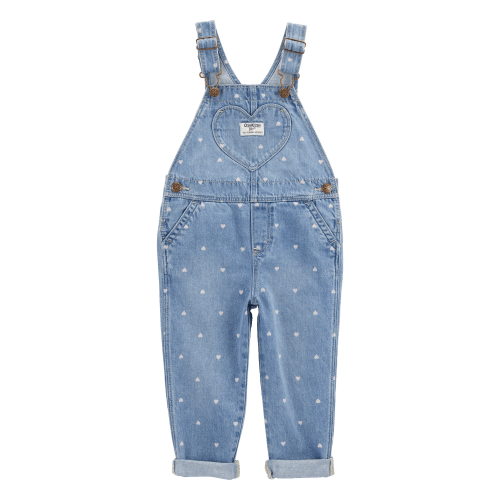 Toddler Heart-Print Knit Denim Overalls - Blue - OshKosh | Carter's