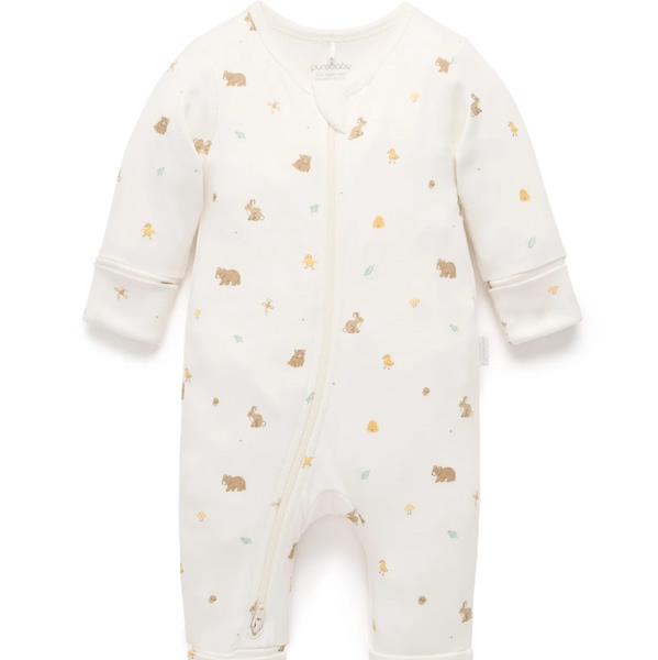 Little Forest Zip Growsuit - Pure baby