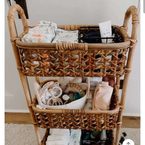 Farrah Natural Rattan Cane 3 Tier Storage Tower - World Market